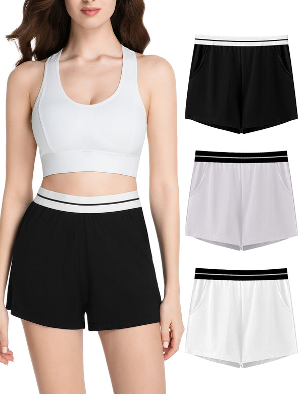 Women's Pajama Shorts with Side Pockets, Bamboo Fabric Pajama Bottoms Lounge Shorts, Comfortable Sleep Shorts